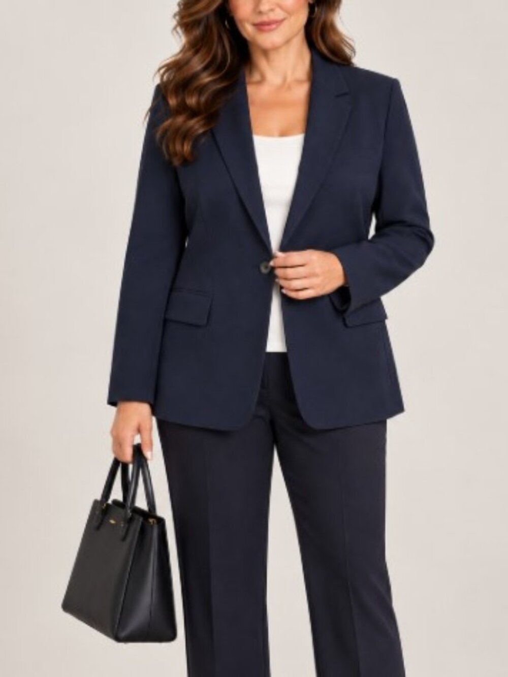 NWOT Donna Karan New York Navy Tailored Single Button Blazer Size 14